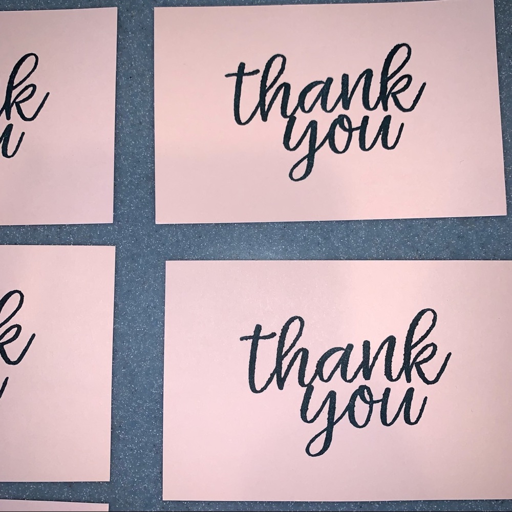 💕NEW! 20 Simple Pink Hand Stamped Thank You Cards - Picture 10 of 13